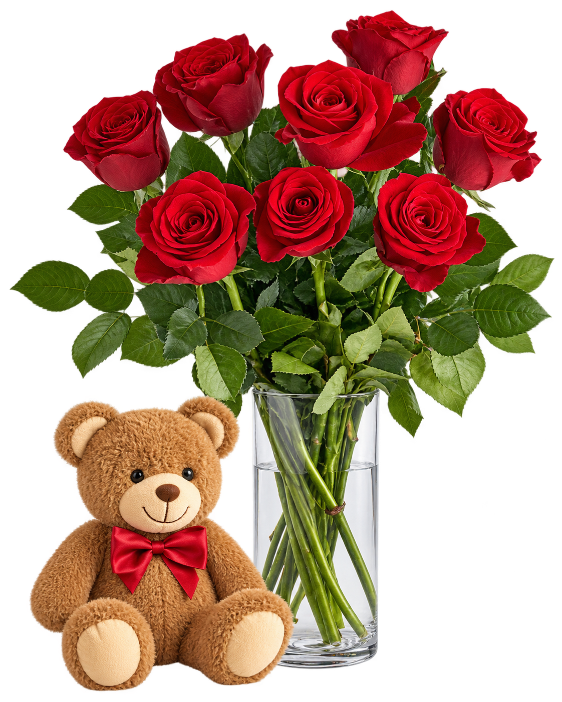 Cuddly Bear and Roses