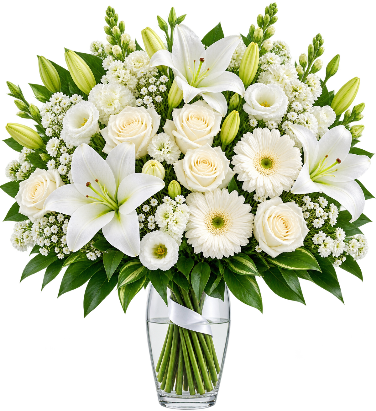 All-White Full Blossom Floral Bouquet