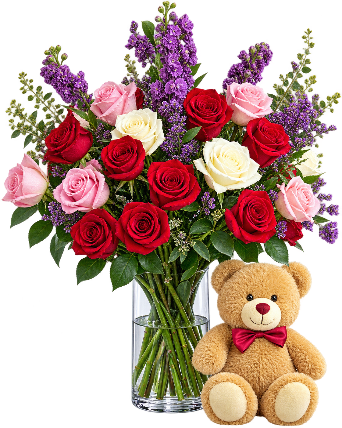 Teddy Bear and Flowers